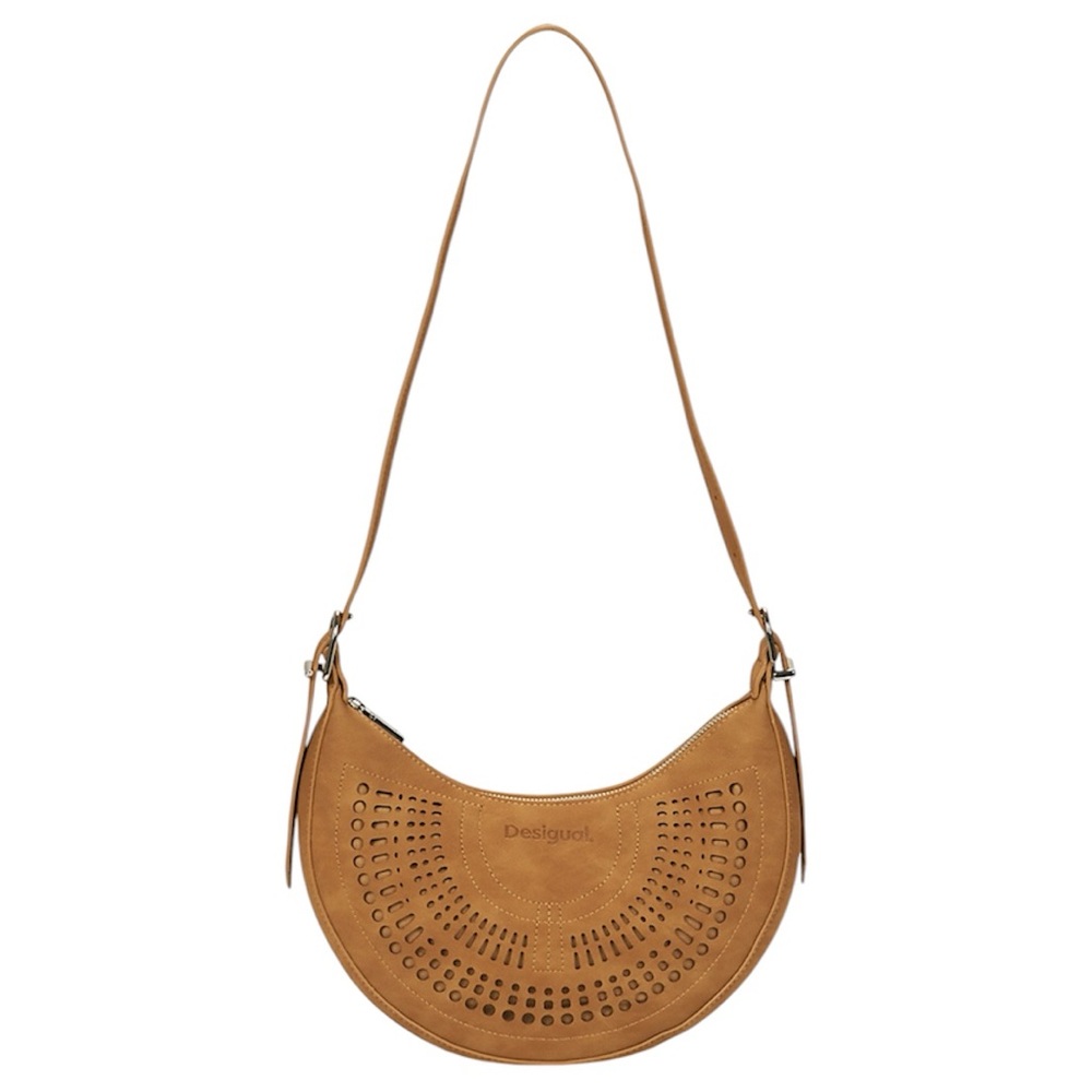 DESIGUAL New Orbis Cascais Camel Brown Tan Perforated Shoulder Crossbody Bag - Picture 2 of 14